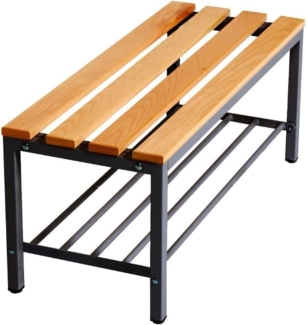 furni24 Bank Umkleidebank, Sitzbank für Umkleideräume mit Schuhrost BxHxT: 100 x 42 x 40 cm, Umkleidesitzbank, Umkleidebank, Garderobenbank, Sportbank, Bank mit Echtholz für Fitnessstudio