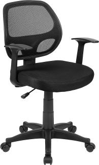 Flash Furniture Bürostuhl mit mittelhoher Rückenlehne – Ergonomischer Schreibtischstuhl mit Armlehnen und Netzstoff – Perfekt für Home Office oder Büro – Schwarz