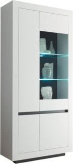 Vitrine Rooky in weiß und anthrazit 96 x 206 cm