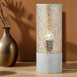 Marrakesch Orient & Mediterran Interior Nachttischlampe Boho Deko Tischlampe Nachttischlampe Lampe Verdure Klein Weiss, E27