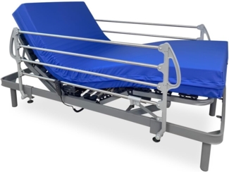 DUÉRMETE ONLINE Ergomedic Pro Elektrisches Bett-Set, verstärkt, + viskoelastische Sanitärmatratze, Holz, Anthrazitgrau, 105x190 cm, mit Geländern aus Edelstahl