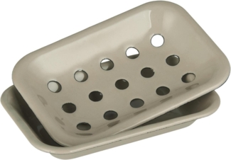 Ib Laursen - Seifenschale 2-tlg. mit Ablaufschale Emaille Sand 0447-35 Vintage