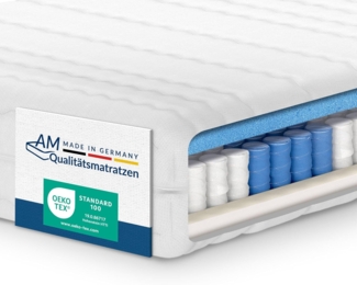AM Qualitätsmatratzen Orthopädische 7-Zonen Taschenfederkernmatratze 200x200 cm - H4 Matratze - Made in Germany