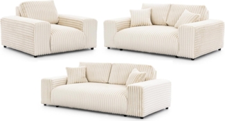 S-Style Möbel Polstergarnitur 3+2+1 Mollis aus Plüschcord mit schöner Sitzkomfort