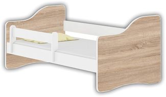 Jugendbett Kinderbett mit Einer Schublade mit Rausfallschutz und Matratze Weiß ACMA Happy 140x70 160x80 180x80 (Eiche Sonoma, 180x80 cm)