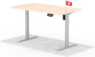 elektrisch höhenverstellbarer Schreibtisch ECO 140 x 80 cm - Gestell Grau, Platte Eiche