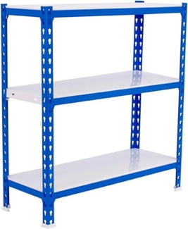 Simonrack Schwerlastregal, Lagerregal, 90 x 80 x 40 cm, Metallregal, Kellerregal, Biegestelle 180 kg, 3 Fachböden, Blau/Weiss - Simonclick