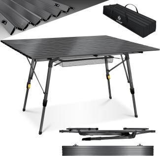 KESSER® Campingtisch faltbar Klapptisch Camping Tisch mit Aluminiumrahmen Aufrollbare Tischplatte Falttisch klappbar mit Höhenverstellung inkl. Tragetasche mit Trageband 90 x 53cm - bis 30 kg Anthrazit (120 x 70cm)