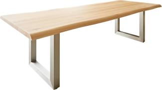 Esstisch Edge 260x100 Eiche Natur Edelstahl Breit Live-Edge