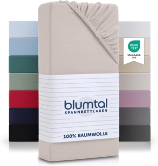 Blumtal® Basics Jersey Spannbettlaken 135x190 cm - Oeko-TEX Zertifiziert, 100% Baumwolle Bettlaken, bis 20cm Matratzenhöhe, Elfenbein