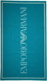 EMPORIO ARMANI Unisex Strandtuch - Badetuch, Logo, Baumwolle Türkis 170x100 cm