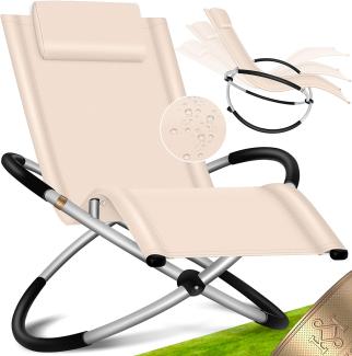 KESSER® Relaxliege Liegestuhl | Gartenliege | Gartenstuhl | Klappstuhl faltbar | Schwungliege | Schaukelsessel | ergonomische Relaxsessel | wetterfest | 180 kg Belastung | 174 x 78 x 89 cm Beige