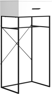 trendteam smart living - Strike - Beistelltisch - Weiß/Schwarz - Wohnzimmertisch auf robustem Metallgestell - (BxHxT) 60 x 132 x 48 cm - praktische Schublade