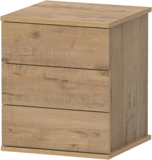 Muebles Pitarch | Nachttisch 3 Schubladen mit Metallführungen, Gold Eiche, 48,5 x 41 x 40 cm (Höhe x Breite x Tiefe), Kleine Kommode, Modern, Modell Dana