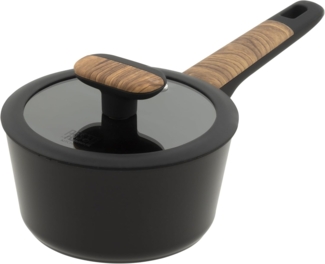 RESTO Kitchenware Kasserolle Mon, Topf 1,4 l, antihaftbeschichtet und spülmaschinenfest, Aluminium (2-tlg), mit Glasdeckel und stoßdämpfendem Silikonrand, im Geschenkkarton