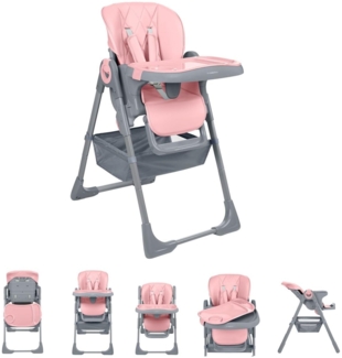 Kikkaboo Kinderhochstuhl Comfy höhenverstellbar, Gurt, Doppeltablett, klappbar pink