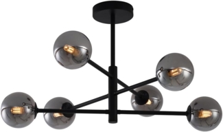 Qazqa Deckenleuchte Ryan, ohne Leuchtmittel, G9, Schwarz, Modern, Metall, 6-flammig