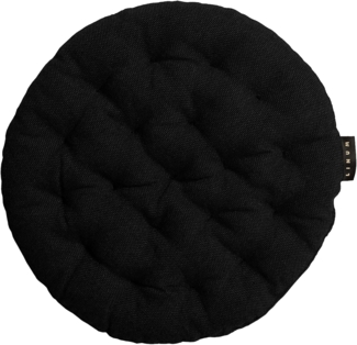 LINUM PEPPER Elegantes Rundes Sitzkissen Ø 37cm, 100% Baumwolle, Maschinenwaschbar, Schwarz