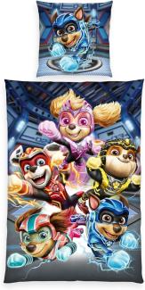 Herding Bettwäsche Paw Patrol-Der Mighty Kinofilm, Kopfkissenbezug 80 x 80 cm mit Reißverschluss und Wende-Motiv, Bettbezug 135 x 200 cm, Mit Reißverschluss, 100% Baumwolle/Renforcé