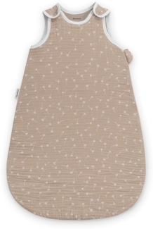 Ehrenkind® Baby Sommerschlafsack Rund Musselin 0.5 TOG | aus weicher OEKO-TEX zertifizierter Bio-Baumwolle | Sommer Baby Schlafsack Baby 0.5 TOG Gr. 50/56 Beige Pusteblume