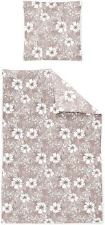 Irisette Sky Mako-Satin Bettwäsche 155x220 Paisley Blüten taupe natur 8459-80