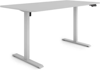 ESMART Germany ETX-121GG 160x80 cm Hellgrau Ergonomischer Steh-Sitz-Schreibtisch Stufenlos elektrisch höhenverstellbar 73,5-123,5cm 3X Memory Aktivitätserinnerung Soft-Start/Stopp Schnelle Montage