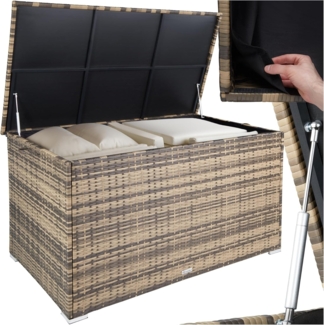 tectake Gartenbox Auflagenbox (1 St, Auflagenbox), Aufbewahrungsbox mit Aluminiumgestell und Rattangeflecht