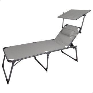 Aktive 62613 Klappliege mit Sonnenschirm, 193 x 67 x 85 cm, Camping, Grau