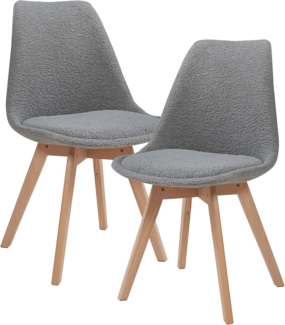 Esszimmerstuhl Fläten 2er Set Bouclé Grau [en. casa]