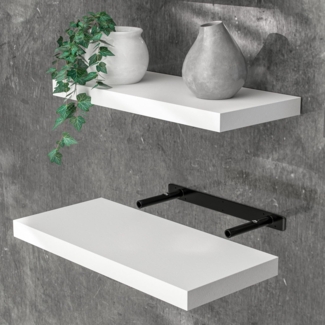 Casaria Wandregal mit Halterung, MDF, Weiß / Matt, 50x23x3,8cm