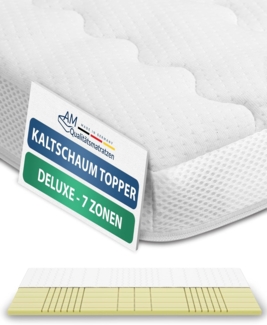 3D Deluxe 7 Zonen Kaltschaum Topper 135x180 cm - Matratzen Topper 135x180 in 8cm Höhe - Premium Kaltschaum-Topper mit hochwertigem Lyocell-Bezug