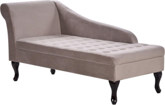 Chaiselongue Samtstoff taupe mit Bettkasten linksseitig PESSAC