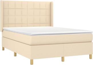 vidaXL Boxspringbett mit Matratze Creme 140x190 cm Stoff 3131990