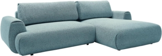 Vente-unique - Ecksofa mit Schlaffunktion - Ecke rechts - melierter Stoff - Blau - MONELIA