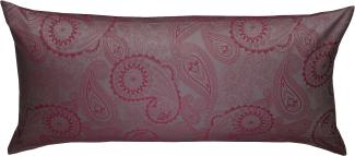 Bettwaesche-mit-Stil Mako-Satin Damast Paisley Bettwäsche "Davos" rot - grau Kissenbezug 40x80 cm