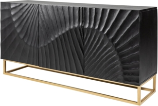 riess-ambiente Sideboard SCORPION 140cm schwarz / gold, Massivholz · Metall · Kommode · 3D Schnitzereien · Wohnzimmer