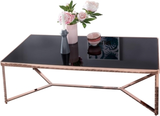 FineBuy 'SV52423' Couchtisch, Metall Kupfer/Glas Schwarz, 120x60 cm