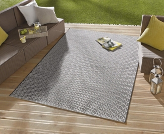In- & Outdoorteppich Coin schwarz/creme - 140x200x0,8cm