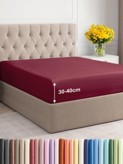 Spannbettlaken 100x200 Weinrot 40 cm Steghöhe - Luxuriöses Spannbetttuch für Einzelbett - Passt auf Matratzen bis zu 40 cm Höhe - Weiches, knitterfreies und atmungsaktives Bettlaken - Einzelpackung