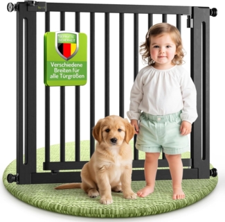 BOMI Baby Treppenschutz Miko PEFC geprüftes Buchenholz | Ohne Bohren | 90° Stop | Treppenschutzgitter zum Klemmen in Holz | Kindergitter treppe ohne Bohren Nicht Metall | Breite: 153-161 cm