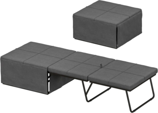 HOMCOM Gästebett ca. 190x60 cm, mit 8cm Schaumstoff Matratze, faltbar (Reisebett, 1-St, Klappbett) bis 120 kg belastbar, für Büro, Gästezimmer, Grau