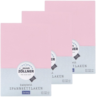 Julius Zöllner Spannbetttuch Jersey 70x140 / 60x120 Rosa 3er Pack
