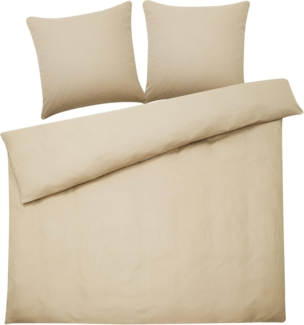 Bettwäsche-Set Streifenmuster AVONDALE 200x220 cm Baumwoll-Satin Beige