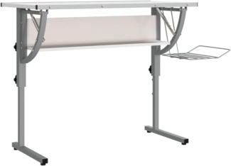 vidaXL Basteltisch, Holzwerkstoff & Stahl, Weiß & Grau, 110x53x(58-87) cm