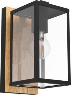 Eglo 900289 Wandleuchte BUDRONE schwarz, braun E27 1X40W L:12cm B:16. 5cm H:27cm dimmbar IP44