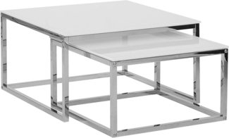 Couchtisch weiß / silber 2er Set quadratisch BREA