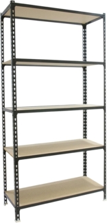 Simonrack Schwerlastregal, Lagerregal, 200 x 110 x 40 cm, Metallregal, Kellerregal, Biegestelle 200 kg, 5 Holzfachböden, Anthrazit/Holz - Maderclick