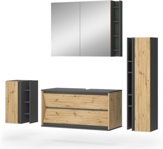 Badmöbel-Set Edelin Anthrazit/Artisan 4 Teile Vicco
