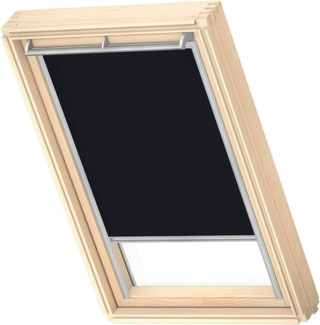 Verdunklungsrollo DKL 3009S, VELUX, verdunkelnd, ohne Bohren, in Führungsschienen, VELUX »Pick & Click!«, Stoff schwarz mit weißen Führungsschienen & Griffleiste