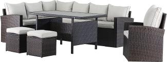 MILOS-XL Polyrattan Ecklounge Gartenmöbel Sitzgruppe - braun